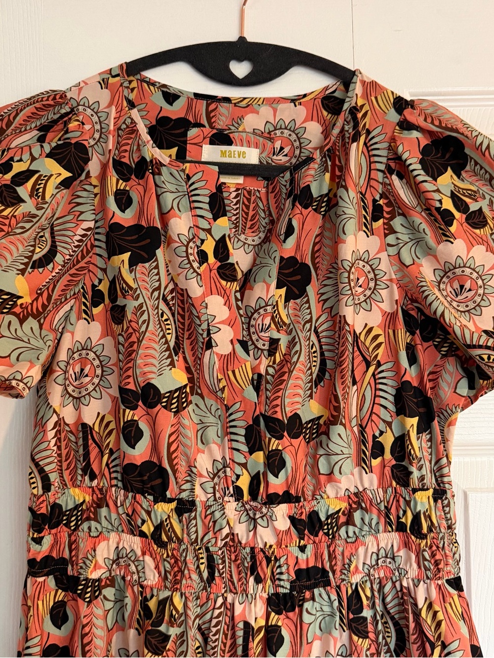 Anthropologie Somerset Coral Floral Tiered Maxi Dress